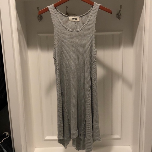Hippie Love Gray Tank Dress, Soft Comfy Waffle Weave Boho Tank Dress!! - Picture 4 of 10